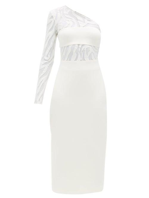 Matchesfashion.com David Koma - Zebra-embroidered Cotton-blend Dress - Womens - White