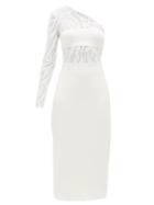 Matchesfashion.com David Koma - Zebra-embroidered Cotton-blend Dress - Womens - White