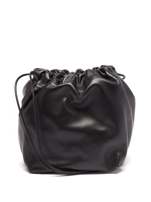 Jil Sander - Drawstring Small Leather Cross-body Bag - Womens - Black