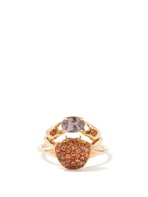 Matchesfashion.com Daniela Villegas - Cosquilleo Sapphire & 18kt Rose-gold Ring - Womens - Pink Multi