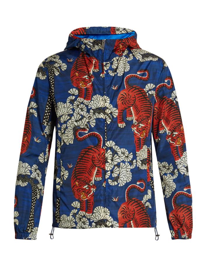 Gucci Tiger-print Hooded Jacket