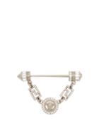 Matchesfashion.com Versace - Crystal Embellished Medusa Head Coin Brooch - Womens - Silver