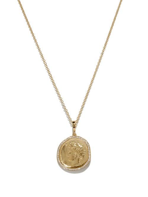 Ladies Fine Jewellery Azlee - Goddess Diamond & 18kt Gold Pendant Necklace - Womens - Yellow Gold