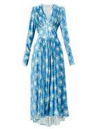 Matchesfashion.com Paco Rabanne - Crystal Button Star Print Velvet Dress - Womens - Blue
