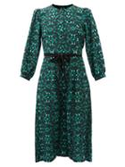 Cefinn - Loella Printed Silk Crepe De Chine Shirt Dress - Womens - Green