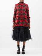 Comme Des Garons Comme Des Garons - Flower-appliqu Single-breasted Wool Tartan Blazer - Womens - Red Black
