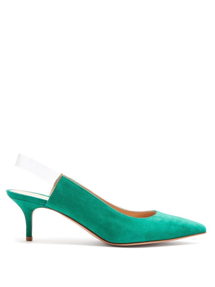 Gianvito Rossi Eva 55 Point-toe Suede Slingback Pumps