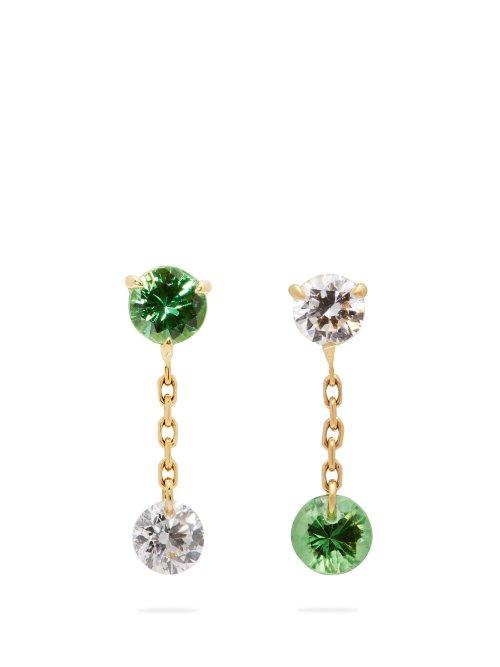 Matchesfashion.com Raphaele Canot - Set Free 18kt Gold, Tsavorite & Diamond Earrings - Womens - Green