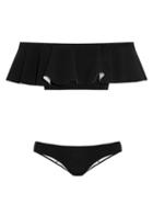 Matchesfashion.com Lisa Marie Fernandez - Mira Flounce Bonded Bikini - Womens - Black