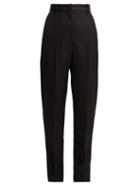 Matchesfashion.com Joseph - Electra High Rise Wool Grain De Poudre Trousers - Womens - Black