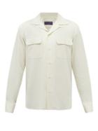 Mens Rtw Ralph Lauren Purple Label - Cuban-collar Twill Shirt - Mens - Cream