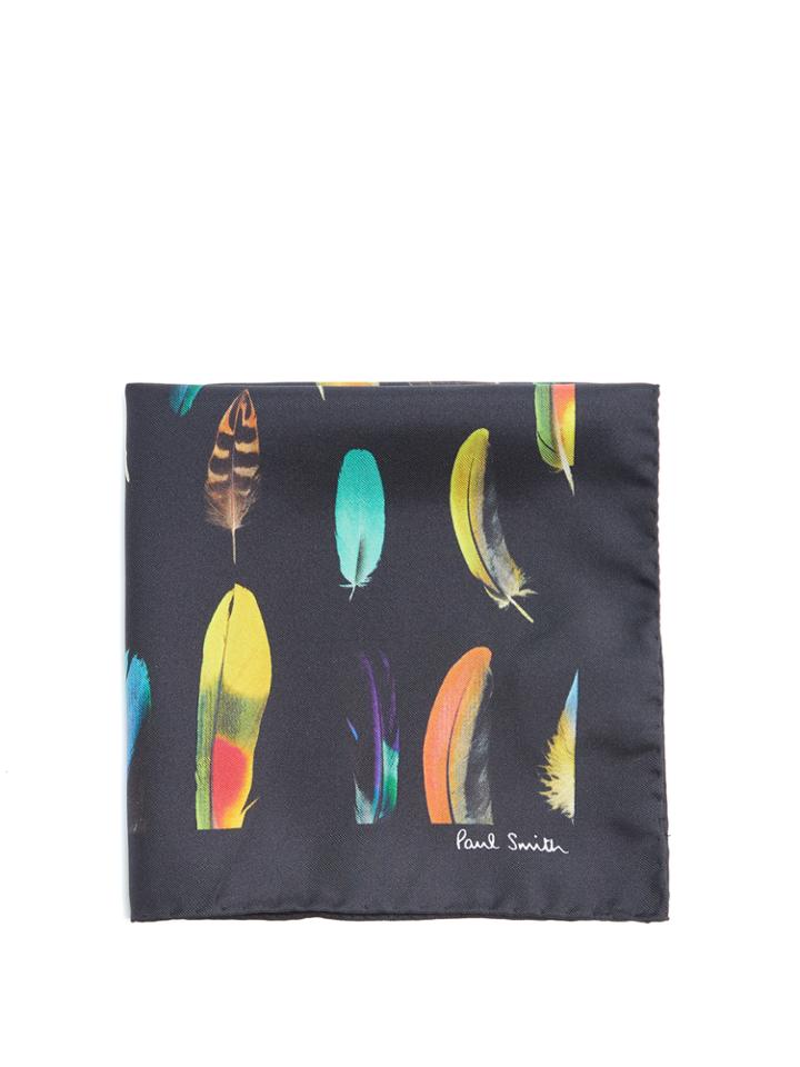 Paul Smith Feather-print Silk Pocket Square