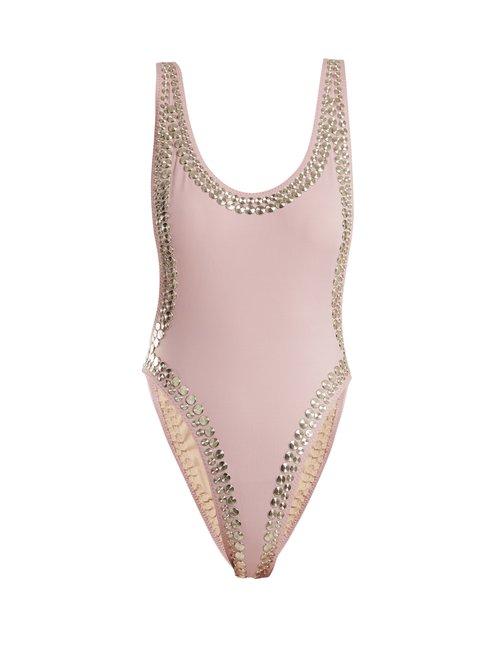 Matchesfashion.com Norma Kamali - Marissa Studded Swimsuit - Womens - Light Pink