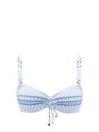 Matchesfashion.com Heidi Klein - Geometric-print Bandeau Bikini Top - Womens - Blue Print