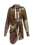 Matchesfashion.com Jacquemus - Bahai Knot Front Silk Mini Dress - Womens - Green Multi