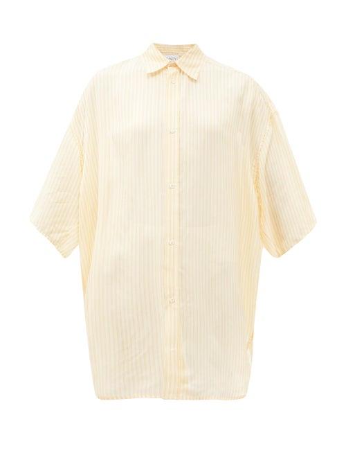 Matchesfashion.com Raey - Wide-sleeve Striped Silk Shirt - Womens - Yellow Multi