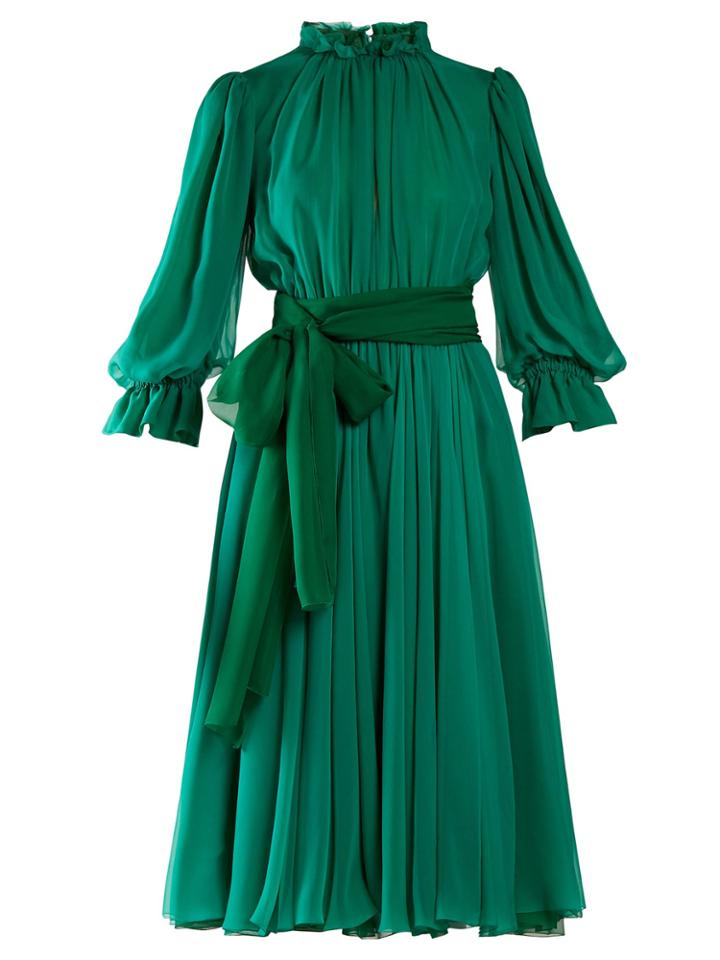 Dolce & Gabbana Ruffle-trimmed Chiffon Midi Dress