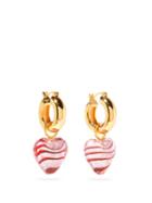Matchesfashion.com Lizzie Fortunato - Infatuation Heart-charm Gold-plated Hoop Earrings - Womens - Pink