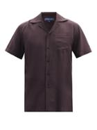 Matchesfashion.com Frescobol Carioca - Thomas Short-sleeve Tencel Shirt - Mens - Brown