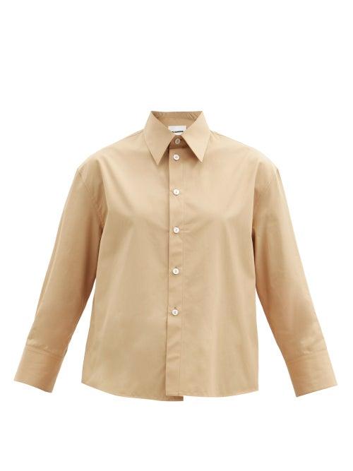 Matchesfashion.com Jil Sander - Cropped Organic Cotton-poplin Shirt - Womens - Beige