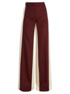 Matchesfashion.com Valentino - Wide Leg Low Waist Stripe Tailored Trousers - Womens - Burgundy