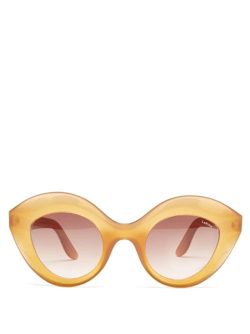 Lapima - Nina Oversized Cat-eye Acetate Sunglasses - Womens - Dark Orange