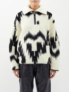 Isabel Marant Toile - Marner Ikat-jacquard Fleece Sweatshirt - Womens - White Black