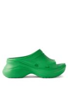 Balenciaga - X Crocs Logo-embossed Platform Slides - Womens - Green