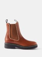 Chlo - Noua Blanket-stitched Leather Ankle Boots - Womens - Brown