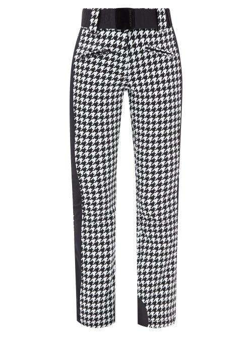 Goldbergh - Jacques Houndstooth-print Belted Ski Trousers - Womens - White Black
