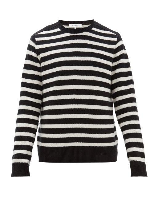 Matchesfashion.com Frame - Striped Wool Blend Sweater - Mens - Black White