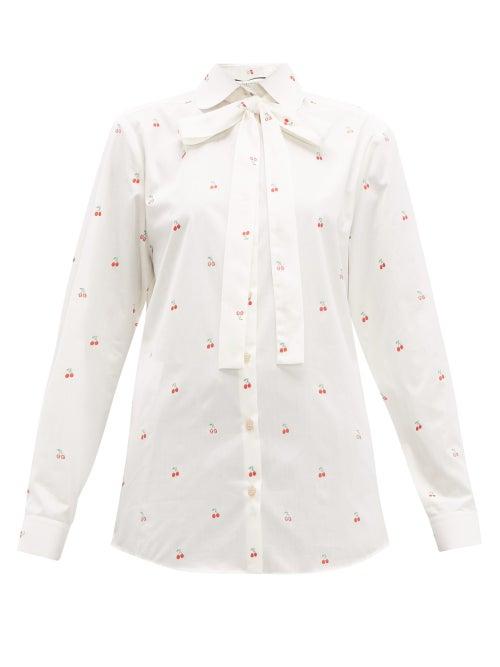 Matchesfashion.com Gucci - Cherry Fil Coup Cotton Blouse - Womens - White Multi