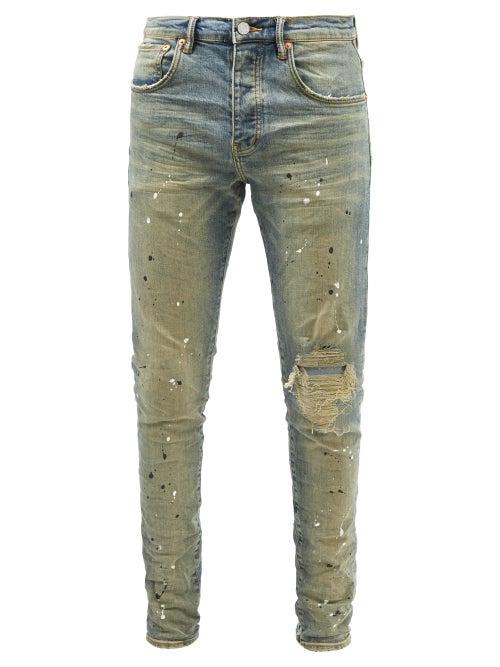 Purple Brand - P002 Distressed Garment-dyed Slim-leg Jeans - Mens - Blue