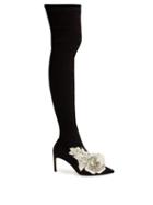 Matchesfashion.com Sophia Webster - Jumbo Lilico Floral Appliqu Suede Boots - Womens - Black White