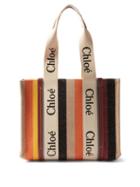 Chlo - Woody Striped Canvas Tote Bag - Womens - Multi