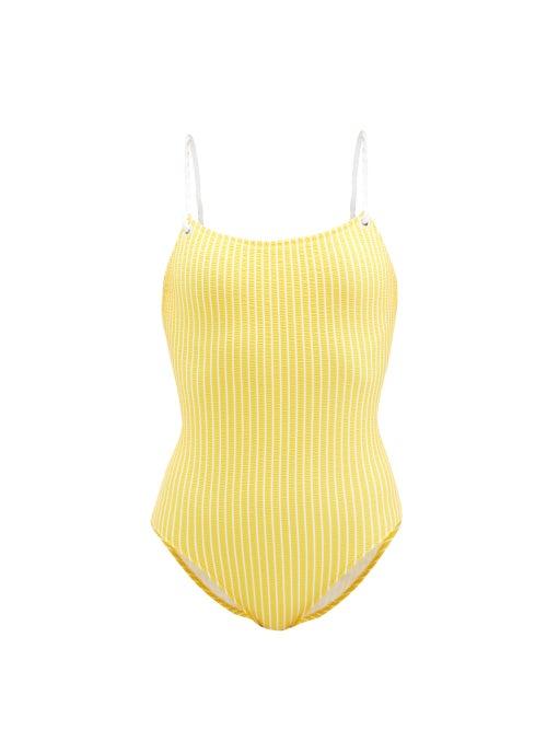 Matchesfashion.com Solid & Striped - The Nina Rope-strap Striped Swimsuit - Womens - Yellow