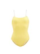 Matchesfashion.com Solid & Striped - The Nina Rope-strap Striped Swimsuit - Womens - Yellow