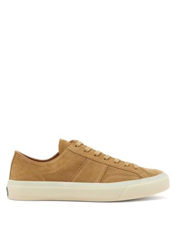 Tom Ford - Logo-patch Suede Trainers - Mens - Brown