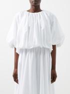 Khaite - Alma Gathered Cotton-poplin Blouse - Womens - White