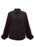 Matchesfashion.com Rochas - Pintucked-front Silk Blouse - Womens - Black