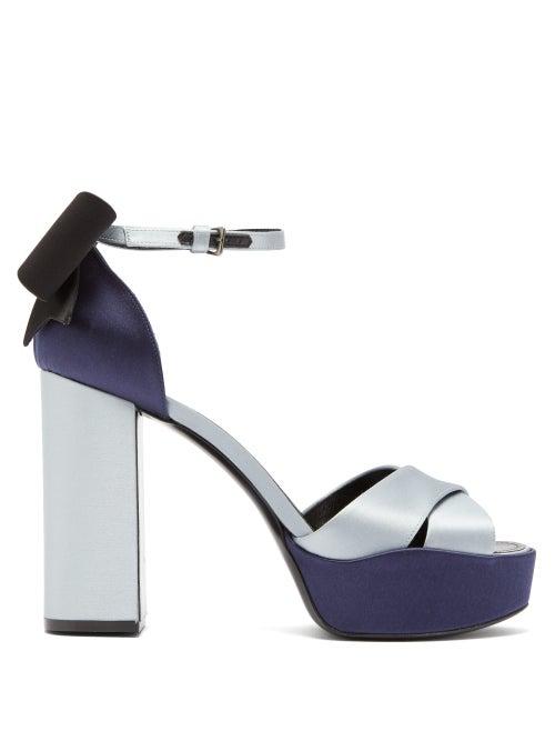 Matchesfashion.com Fabrizio Viti - Gabor Platform Satin Sandals - Womens - Black Blue