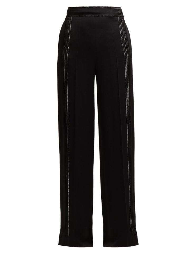 Valentino High-rise Hammered Silk-satin Wide-leg Trousers