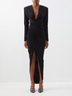 Alexandre Vauthier - V-neck Ruched Jersey Dress - Womens - Black