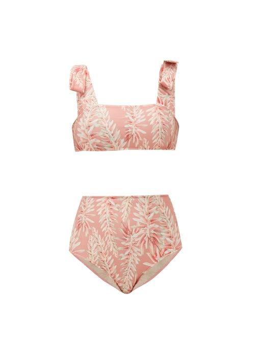 Matchesfashion.com Adriana Degreas - Aloe Vera Floral-print Bikini - Womens - Pink Print