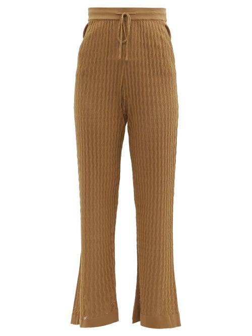 Matchesfashion.com Dodo Bar Or - Gail Flared Eyelet-striped Trousers - Womens - Brown