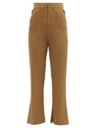 Matchesfashion.com Dodo Bar Or - Gail Flared Eyelet-striped Trousers - Womens - Brown