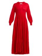 Matchesfashion.com Ryan Roche - V Neck Cashmere Maxi Dress - Womens - Red