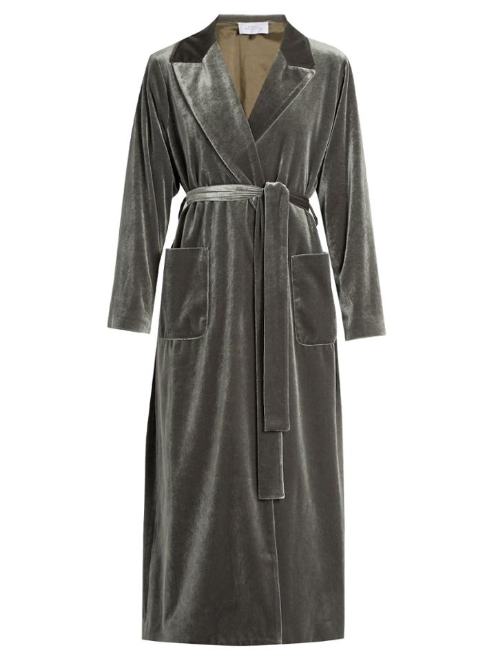 Luisa Beccaria Belted Velvet Coat