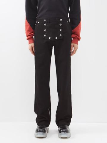 Youths In Balaclava - Front-panel Straight-leg Jeans - Mens - Black