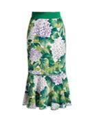 Dolce & Gabbana Ortensia-print Ruffled-hem Cady Skirt